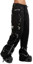 Men's 100% Cotton Tripp Black Gothic Pants Steampunk Skull Straps Rock Trousers