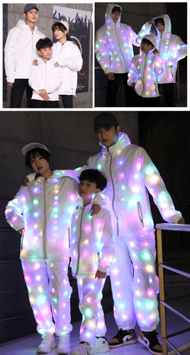 LED Luminoso RGB Chaqueta Pantalones Niños Juegos con disfraces Disfraz Conjunto Escenario Espectáculo Fiesta utilería - Imagen 12 de 15