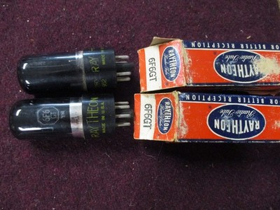 Matched Pair Raytheon NOS 6F6GT tubes. Amplitrex Test 105% & 100% gm. 1959