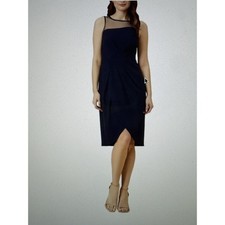 Adrianna Papell Women's Draped Crepe Illusion Dress MP7 Midnight Size 10 NWT