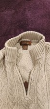 Tasso Elba Men's Cable-Knit 1/4 Zip Mock Neck Brown Cotton Sweater Size L