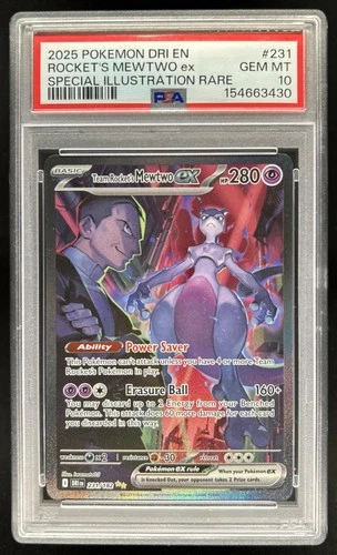2025 Pokemon Destined Rivals Team Rocket's Mewtwo ex #231/182 PSA 10 GEM MINT