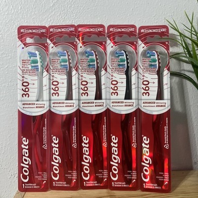 Lot Of 5 Colgate 360 Advanced Optic White Adult Manual Toothbrush, Medium