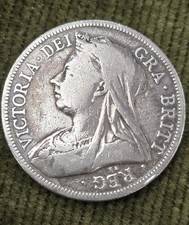 1893 Queen Victoria Silver Half Crown Victorian Sterling Coin Antique UK