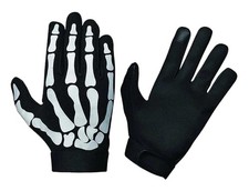 UNIK Men's Skeleton Print Motorcycle Full Finger Textile Gloves, Black