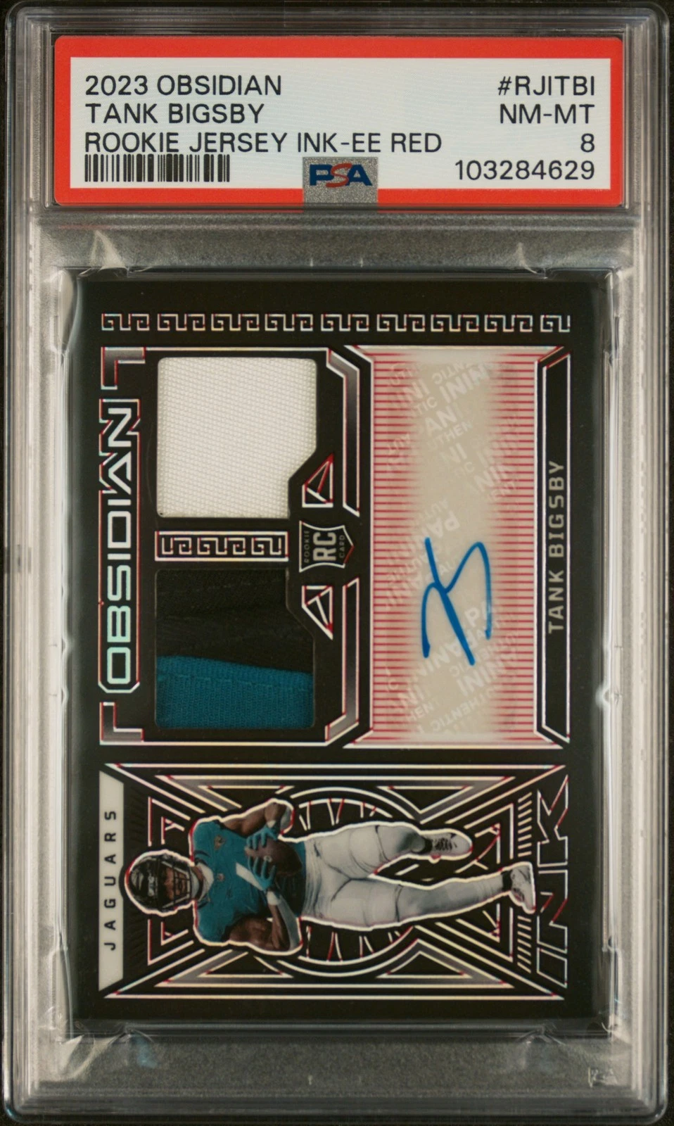 Tank Bigsby Panini Obsidian Rookie Jersey Ink #RJITBI Electric Etch Red