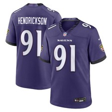 Baltimore Ravens Trey Hendrickson #91 Nike Purple 2026 Official NFL Game Jersey