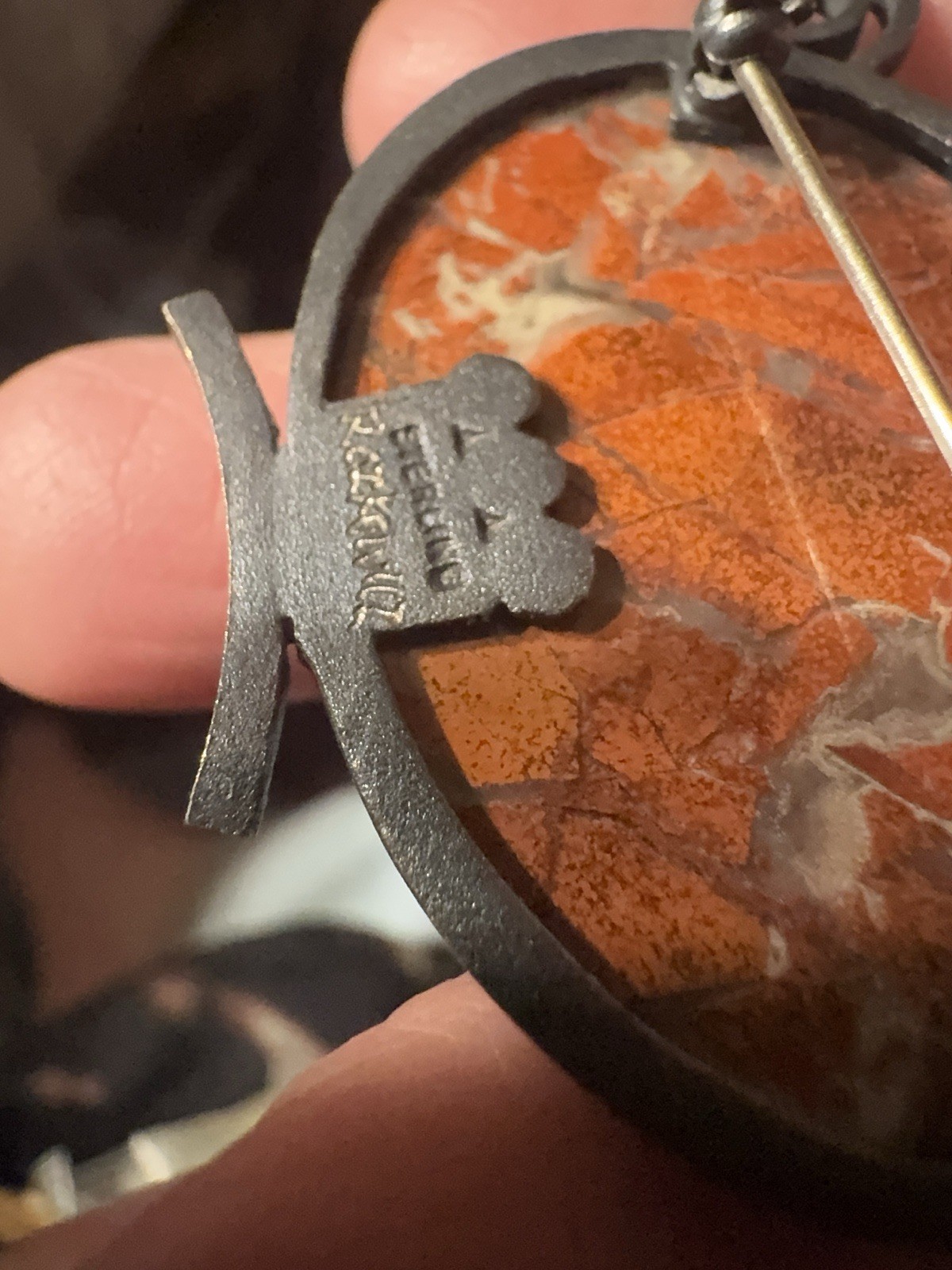 Important Artisan Signed Sterling Silver Stone Br… - image 4