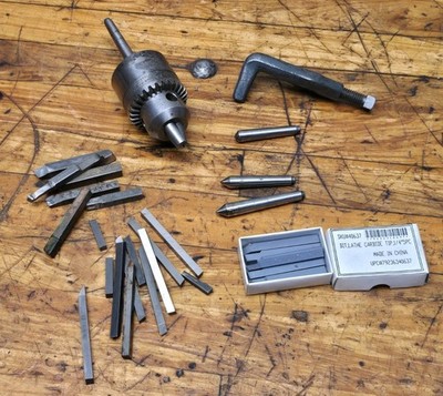 Small Metal Lathe Tooling Carbide Bits Dead Centers Lathe Dog Jacobs Chuck 