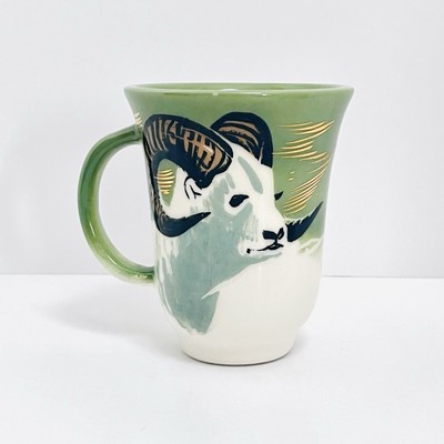 Matthew Adams Alaska Series Bighorn Dall Sheep Ram Mug Cup CA Pottery 112D Vtg