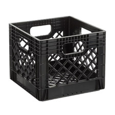 Juggernaut Storage 16QT Heavy Duty Plastic Milk Crate Black Handles