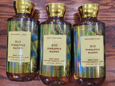 3 BATH  BODY WORKS RIO PINEAPPLE MANGO BODY WASH 10 FL OZ EACH RASPBERRY