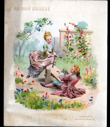 IMAGE AU BON MARCHE ,TRES GRANDE CHROMO illustré Maurice LELOIR ,JEU d'ENFANT - Photo 1/2