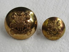 2x British Army:"3rd CARABINIERS OFFICER'S BRASS BUTTONS"(26mm-19mm, WW2 Era)