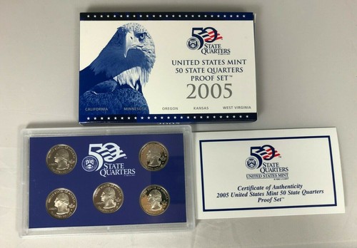 2005 S Proof State Quarter Set Gem DCam Original Box & COA 5 Coins CN Clad - Picture 5 of 5