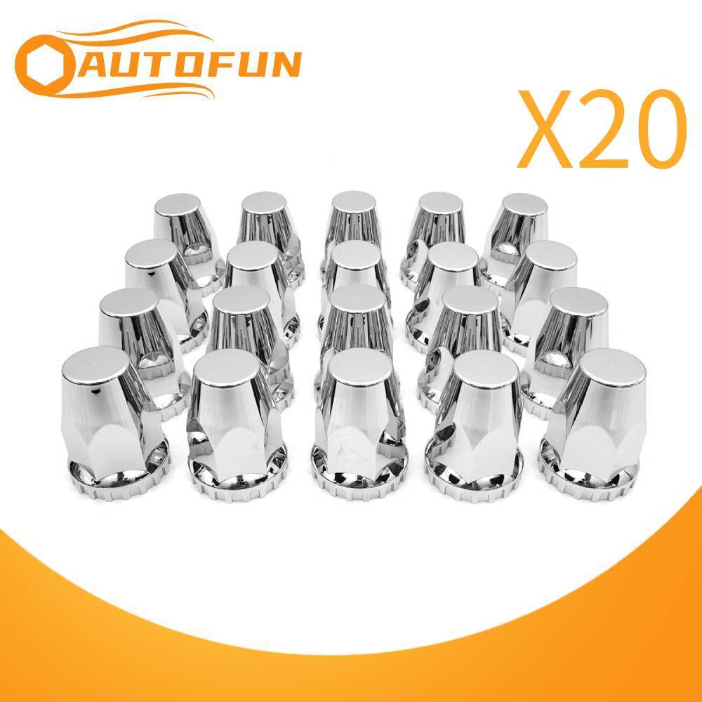 Set of 20 UP Chrome Original Plastic Lug Nut Covers 33mm PushOn 2 3/4