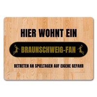 Hier Wohnt Ein Braunschweig-Fan FußMatte In 35X50 Cm Ohne Rand Mit