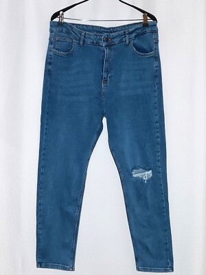 Damen Curvy Ripped Skinny Jeans Plus Size mit hohe Taille, Gr. 48