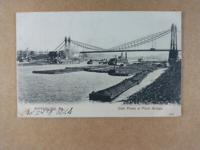 Coal Fleets at Point Bridge Pittsburgh PA vintage postcard