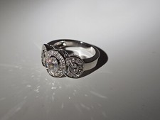 Vintage 1990s Sparkling CUBIC ZIRCONIA Sterling Silver Ring NOS Size 6