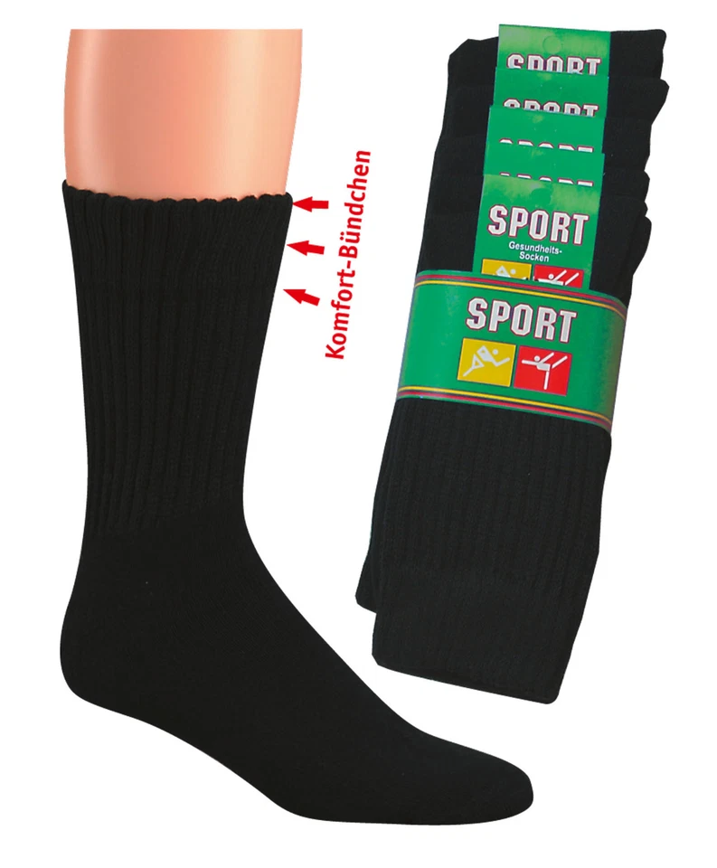 Sportsocken mit bequemen Rand, Baumwolle, im 5er Pack, schwarz - Bild 1 von 1