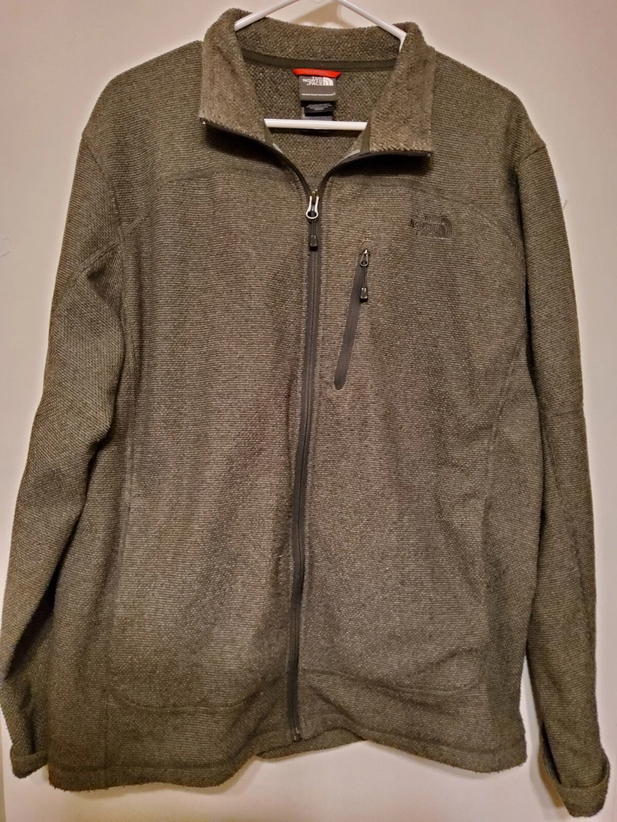 The North Face Gray Tweed Full Zip Pocketed Men’s Polyester Jacket sz Large