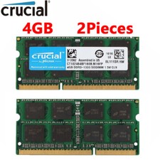 Crucial 8GB Kit 2 x 4GB DDR3 1333 MHz PC3-10600 Laptop RAM Sodimm Memory 1.5V