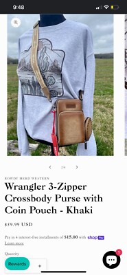 Wrangler Crossbody Small Purse Brown  With Extra Thin Strap