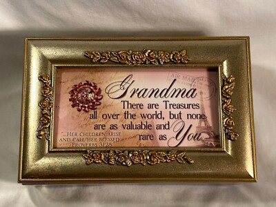 Sankyo Treasured Grandma Music Box Trinket Box Plays Great 6'' X 4'' X 2.5''