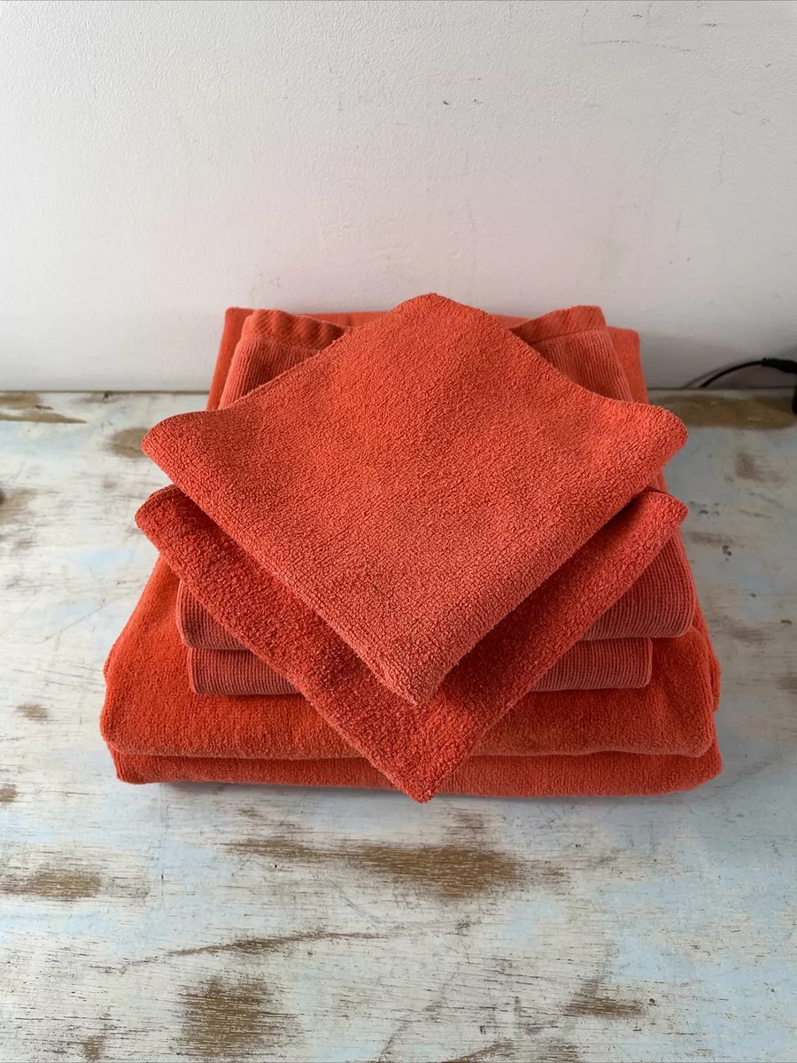 Vintage Towel Set MCM Orange FIELDCREST Cotton Bath Hand Wash