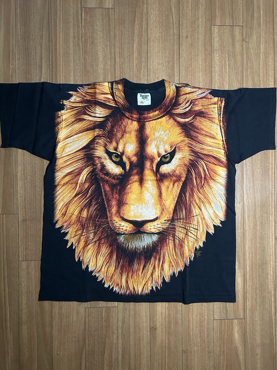 Vintage 90s Tennessee River Gold Lion Big Print Animal T Shirt 