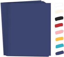 50 Pack 65lb Blue Cardstock 8.5 x 11 Pastel Paper Navy Blue Card Stock Printe...