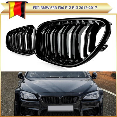 Sport Kühlergrill Doppelsteg Nieren Grill Schwarz für BMW 6er F06 F12 F13 12-17