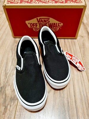 Kids Vans Shoes Slip-On Sneakers US Size-1 Black BRAND NEW IN BOX (J6