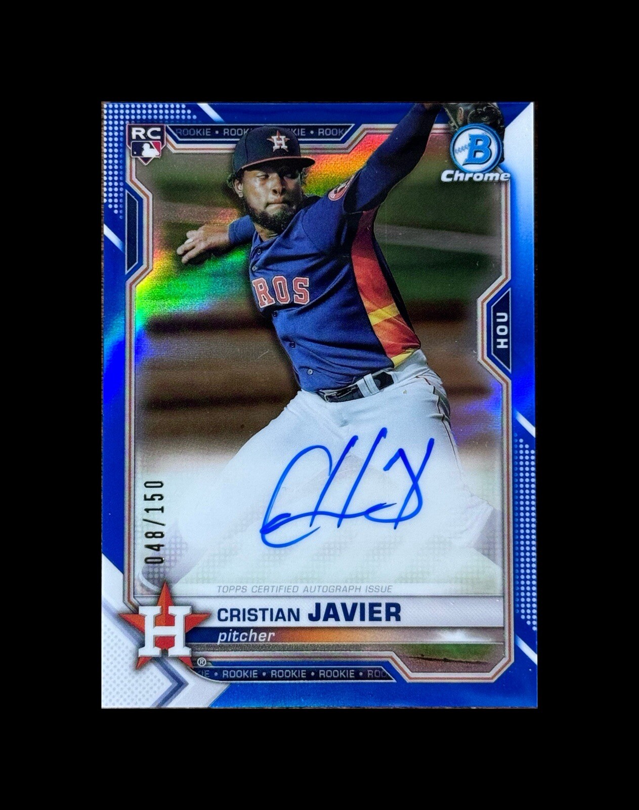 Cristian Javier 2019 Bowman Chrome Prospects Blue Refractor /150 #CPA-CJ Auto