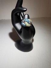 .925 Blue And Green Stoned Swirl size 6.5 Ring