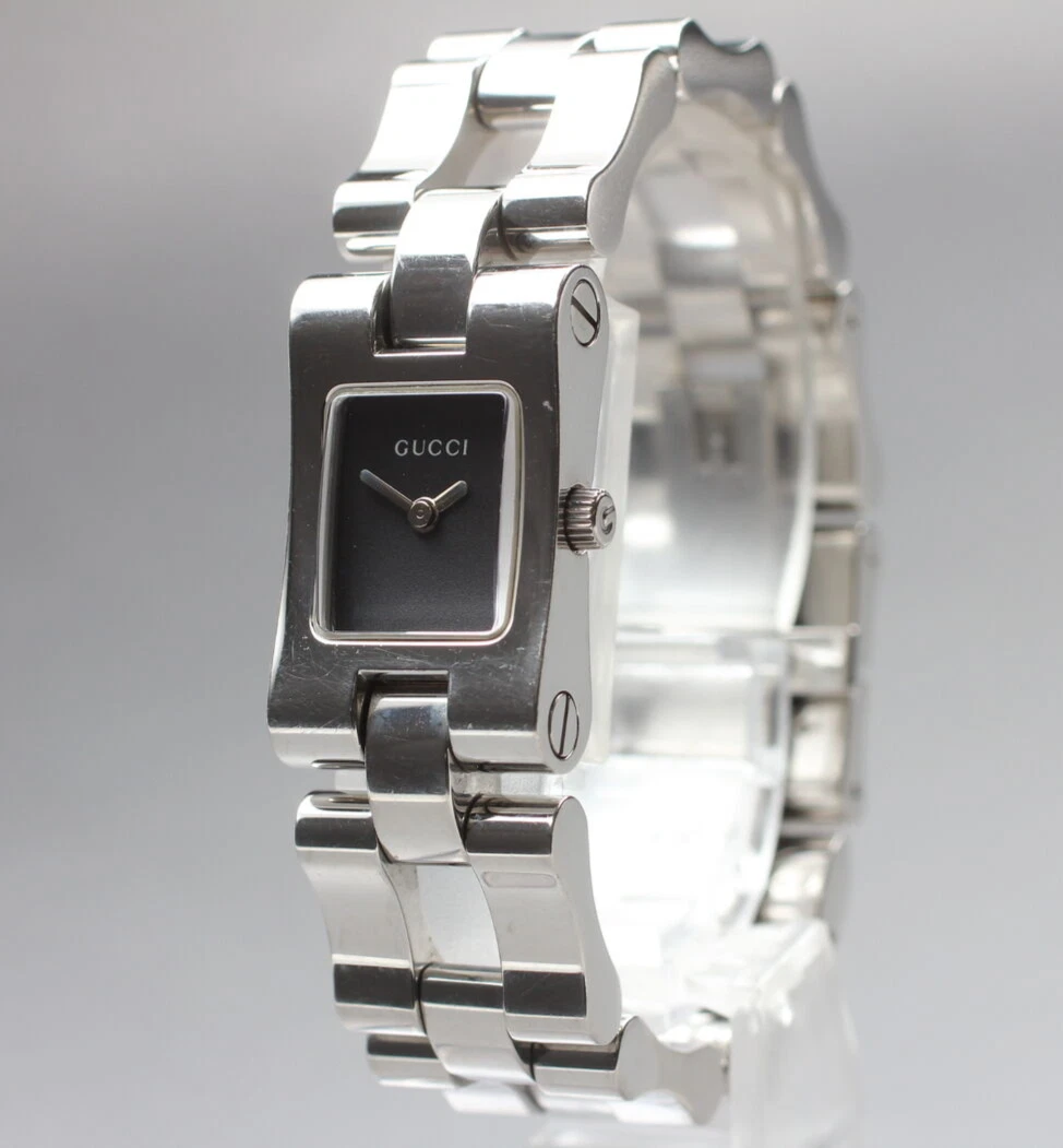 [Presque comme neuve] Montre femme vintage GUCCI 2305L cadran noir argent quartz suisse 17 mm