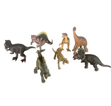 Plastic Dinosaur Figures 7 Toy Major Trading Co. 2008 TRex Triceratops