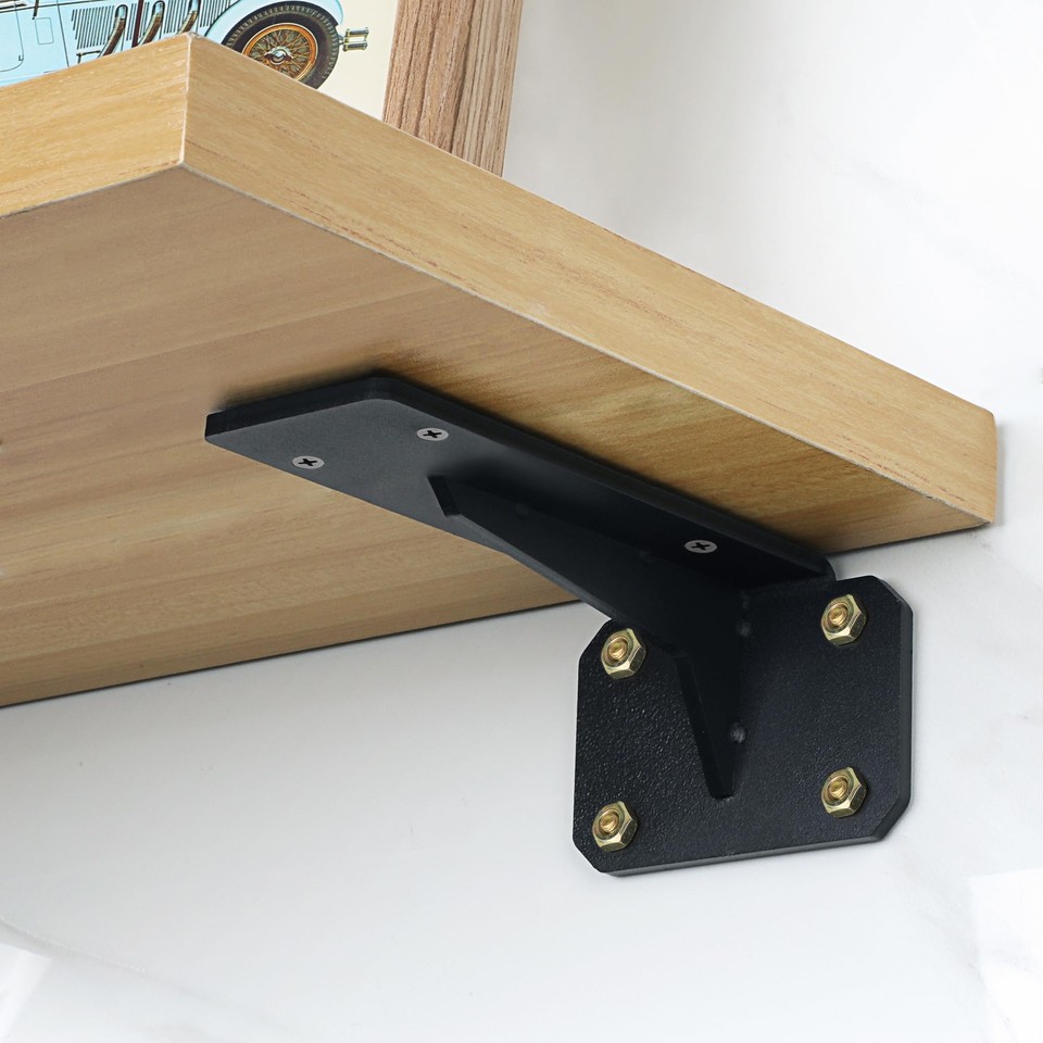 Floating Shelf Brackets,Black Bracket for Shelves Heavy Duty L Wall