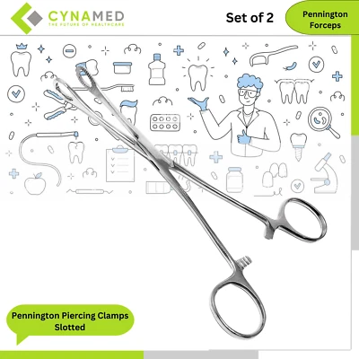 Cynamed Pennington Piercing Clamps Slotted Locking Forceps for Ear Lip Belly