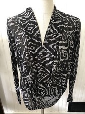 DAYTRIP by BUCKLE Black Sheer Ikat Shirt Blouse Deep Cowl Size Medium USA Made
