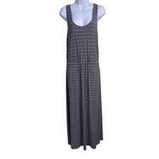 Banana Republic Tank Maxi Dress size Small Black White Jersey Stretch Geometric