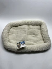 Furhaven Nap Pet Bed Dog Cat Padded Bolster Medium M 21” x 30” Cream Sherpa