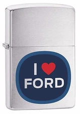 ZIPPO "I LOVE FORD" BRUSHED CHROME COLOR LIGHTER ** NEW **