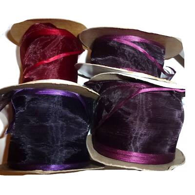 Floral Florist ribbon Offray wired arabesque Burgundy Grappa Raisin 3'' and 1.5''