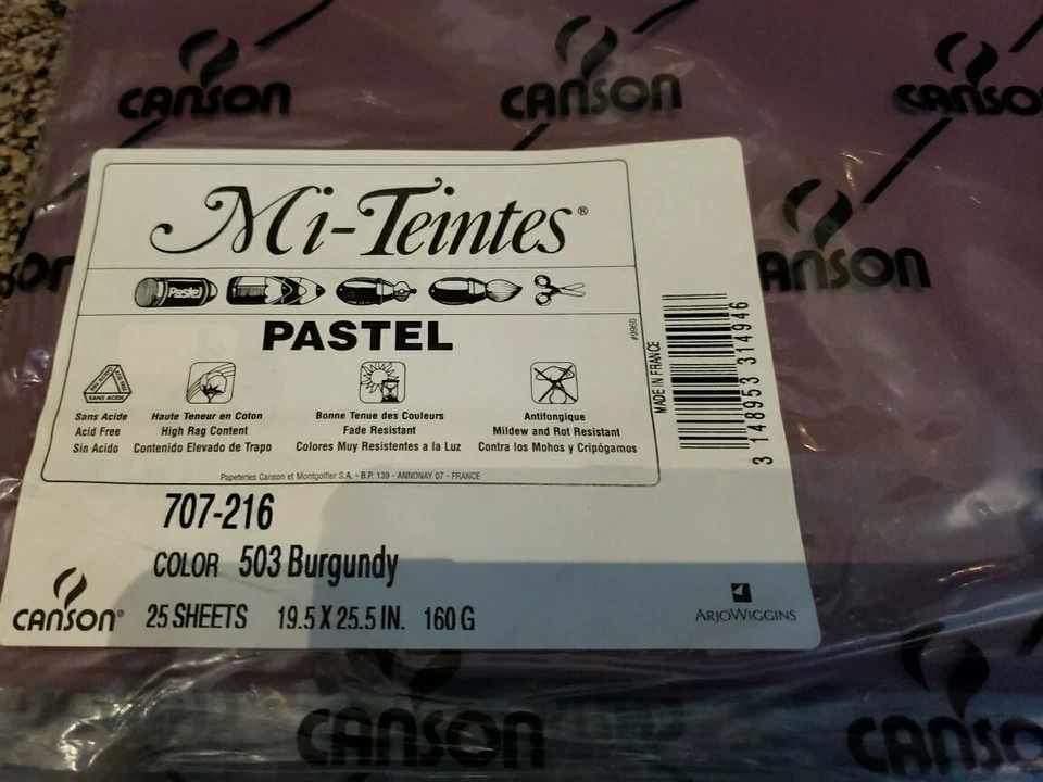 Hojas completas de papel pastel Canson Mi-teintes X 25 (19,5"x25,5") 503 Borgoña 160G Foto 2 de 2