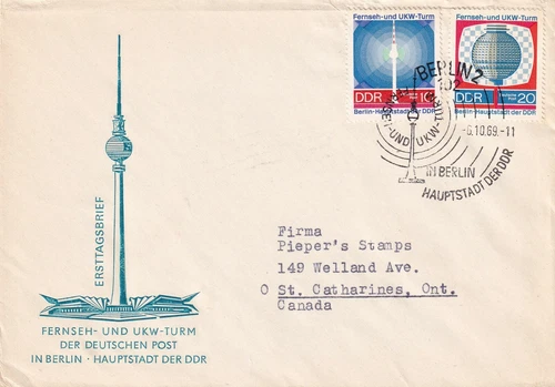 GERMANY DDR 1969 FIRST DAY COVER, TELEVISION TOWER