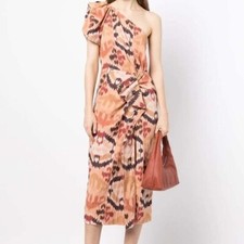 Ulla Johnson Dress Idra One Shoulder Cotton Midi Sz 2 XS