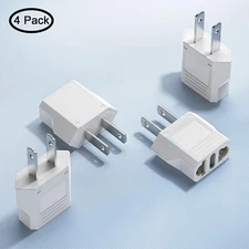 4 Pack European to US Plug Adapter Type C E F L N to USA Travel Power Converter