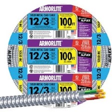  1 -Southwire 100 Ft. 12/3 MC Armored Cable Electrical Wire 68583423